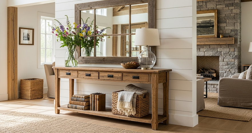 Rustic Entryway Storage Table Placement: Maximize Style & Space