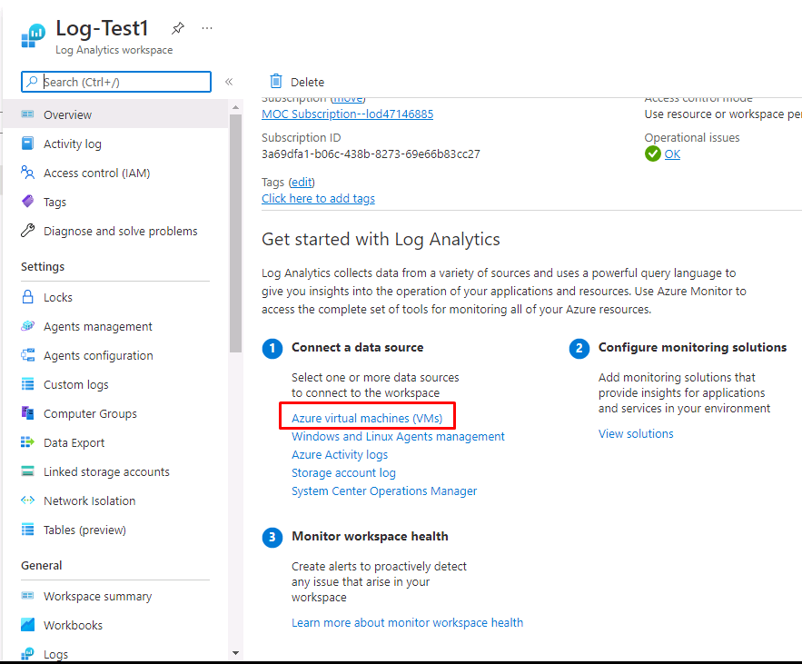 How to Enable Log Analytics Virtual Machine Extension in Azure Portal