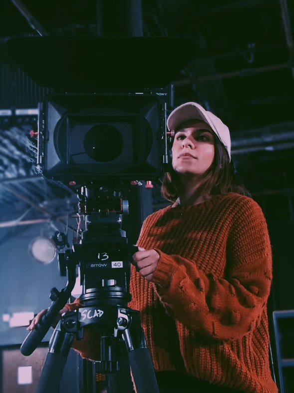 Deena with film camera