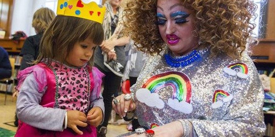 Drag Queen Story Hour taking place at a Montreal daycare, 2018