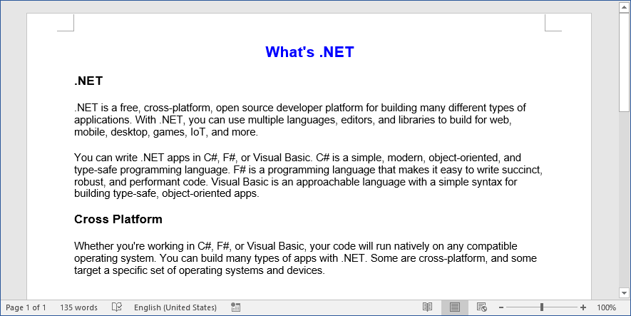 C#/VB.NET - How to Create a Word Document from Scratch, by Alexander Stock