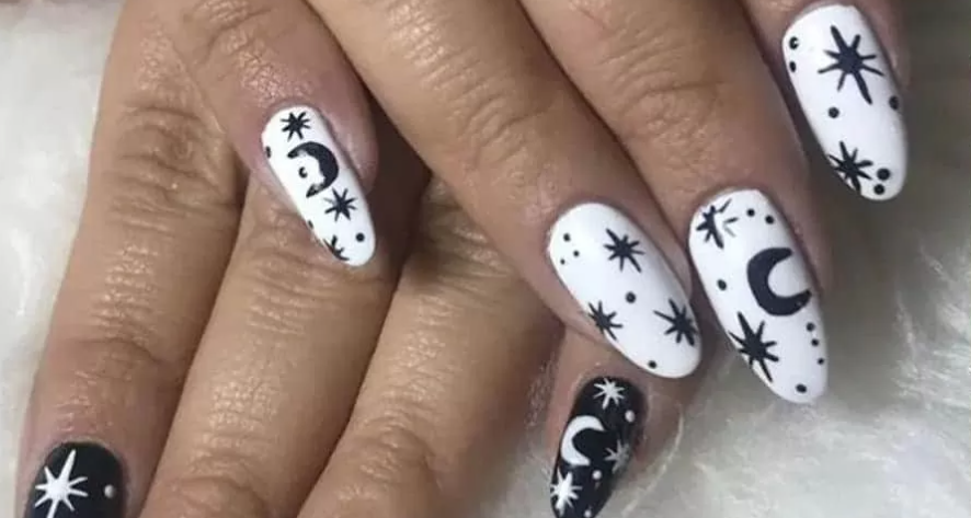 Uñas blanco y negro