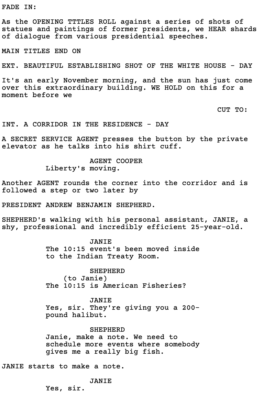 Page One: “The American President” (1995) - Go Into The Story
