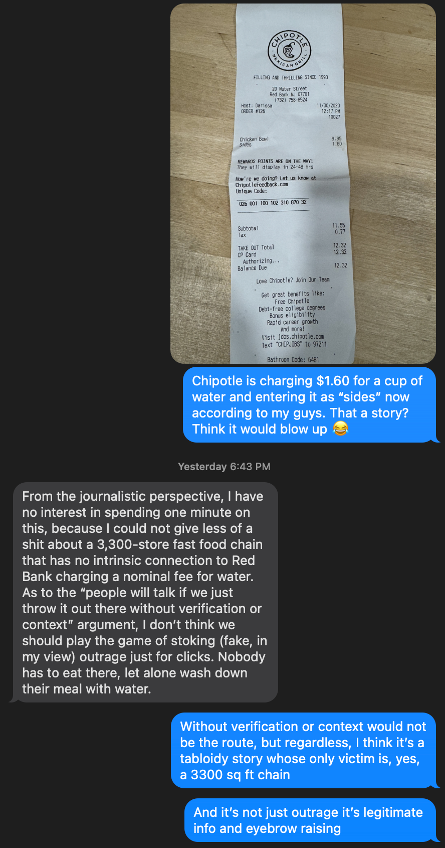 Is a 1.60 for a Cup of Water at Chipotle a Story? by Kenny Katzgrau