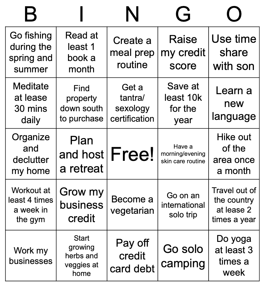 How a bingo card makes achieving your goals easier and fulfilling. | by  Samantha Samuel | Medium