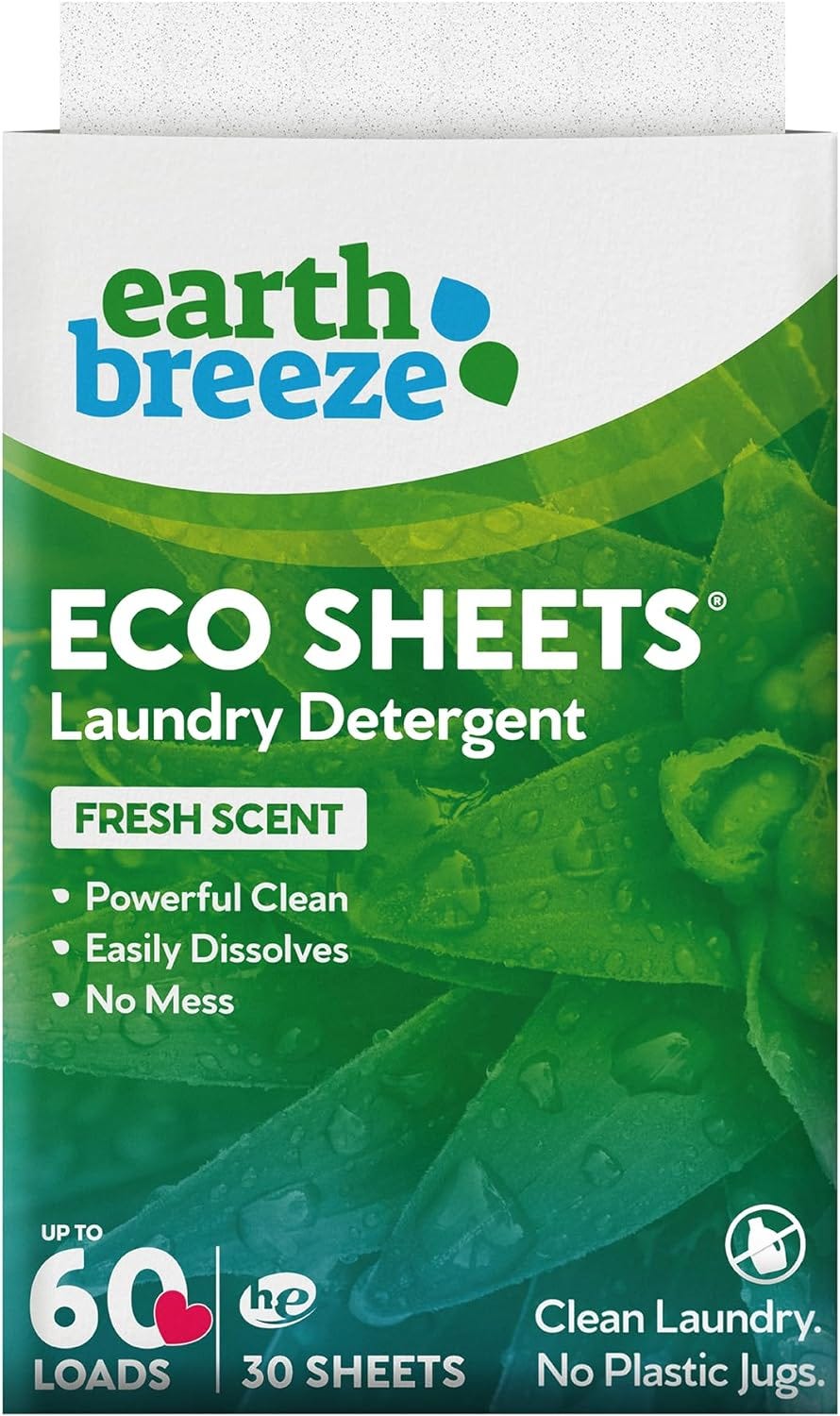 Earth Breeze Laundry Detergent Sheets — Fresh Scent — No Plastic Jug