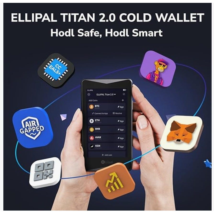 The Ellipal Titan Cold Wallet is the ultimate weapon in securing your coins yourself on Amazon. https://amzn.to/4iBOxmy