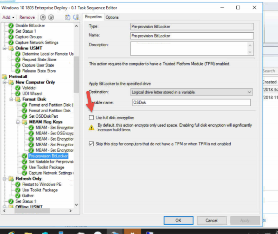 PreProvision Bitlocker Full Disk Encryption with MBAM in MDT or SCCM