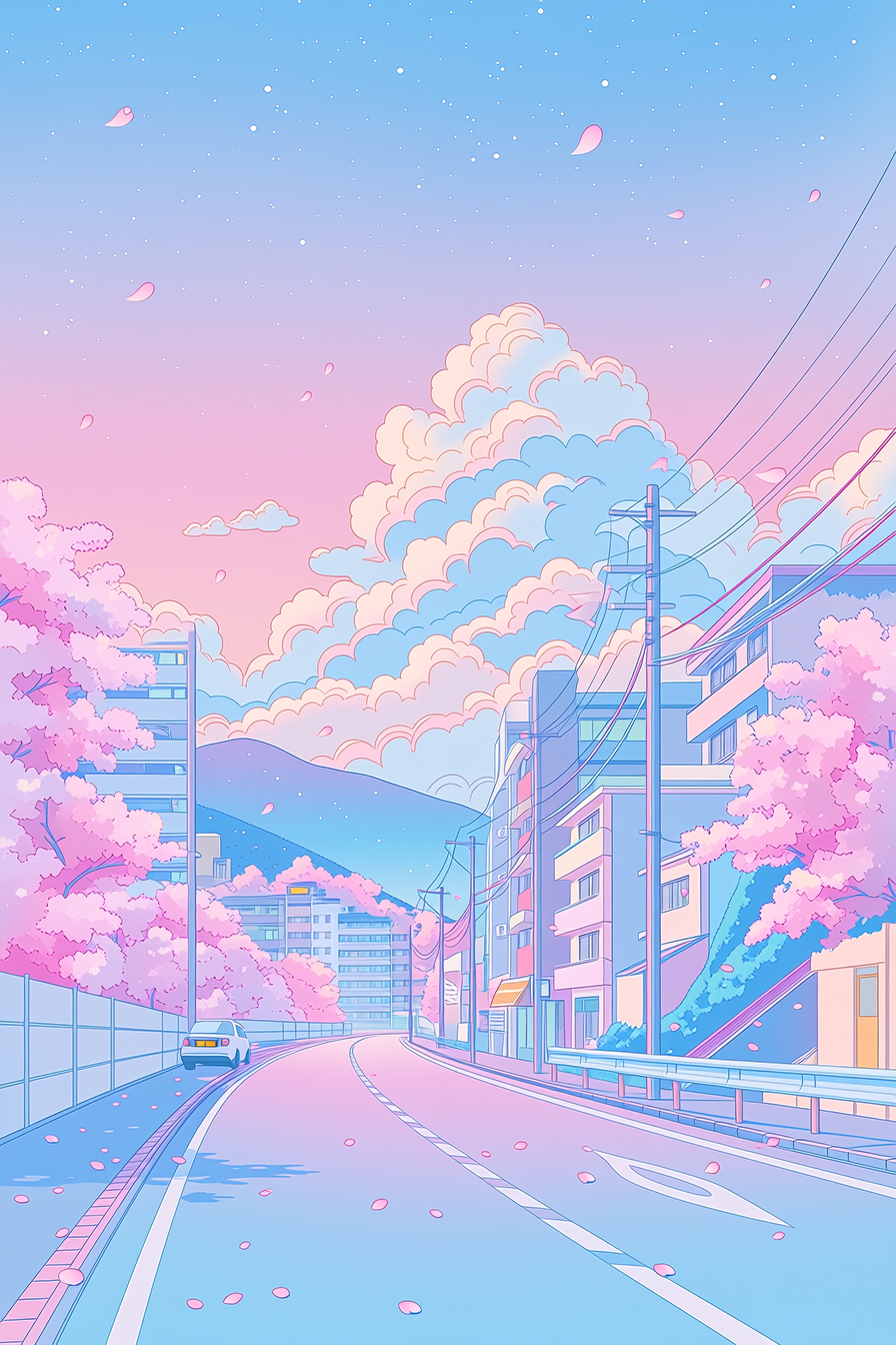 a street scene image using profile code: vnhyso7 in Niji 7 — created by the author in Midjourney Niji 7