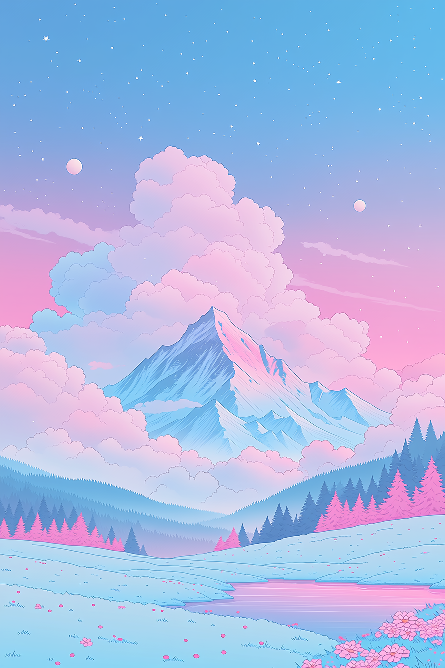 a landscape image using profile code: vnhyso7 in Niji 7 — created by the author in Midjourney Niji 7