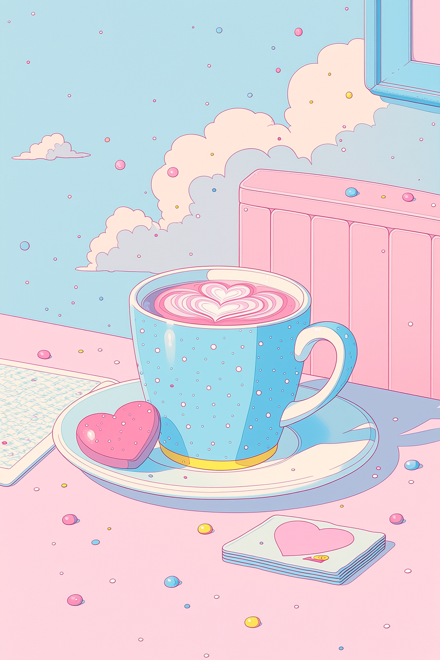 a cup of hot coffee image using profile code: vnhyso7 in Niji 7 — created by the author in Midjourney Niji 7