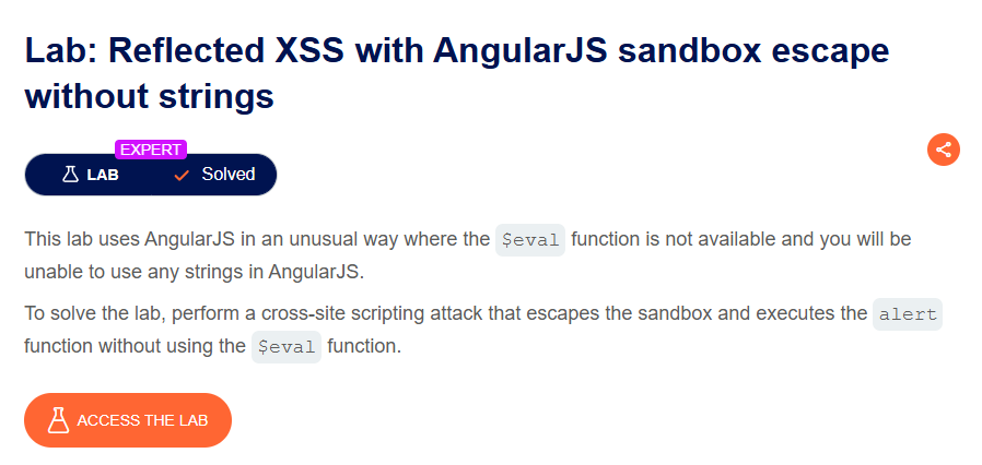 Lab: Reflected XSS with AngularJS sandbox escape without strings | by ...