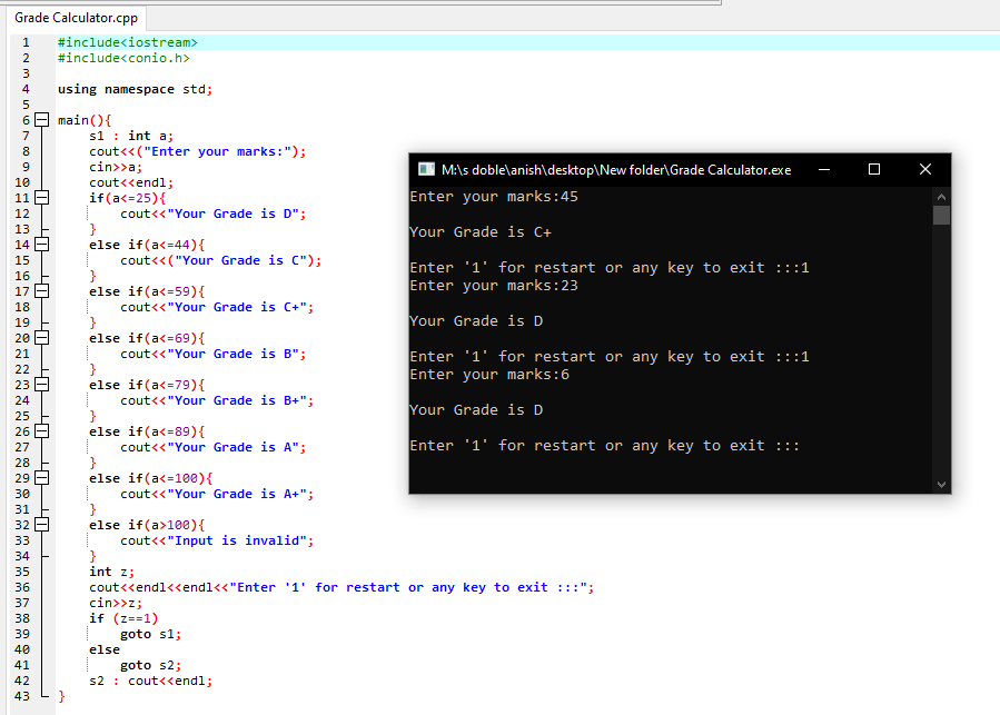 Codding Project on C++ language ( Grade calculator) — by Anish | by ...