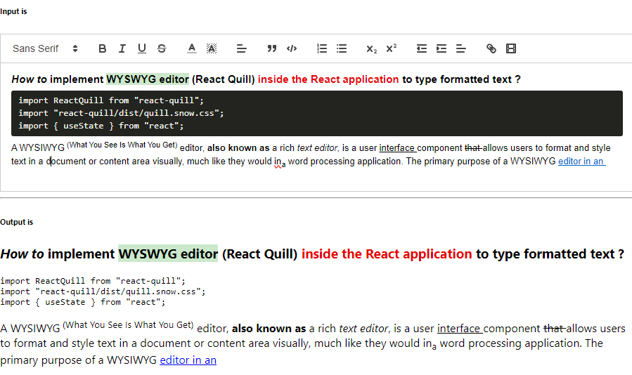 How to Implement WYSIWYG Editor (React Quill) Inside the React Application  to Generate Formatted Text? | by Raguraj Sivanantham | JavaScript in Plain  English