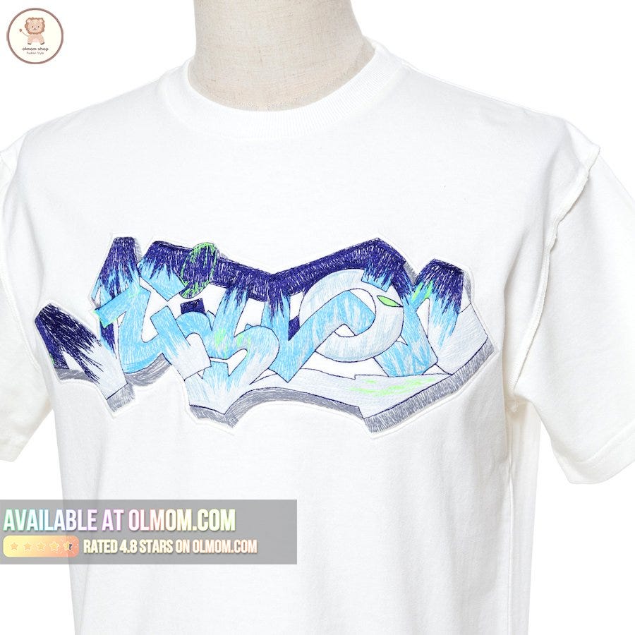 3D LV Graffiti Embroidered T-Shirt - Luxury White