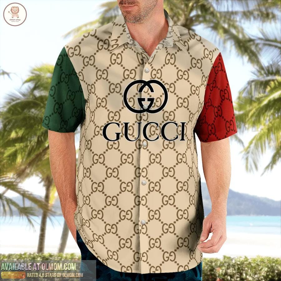 Gucci Red Green Cream Luxury Brand Premium Fashion Hawaii Shirt For Men, by son nguyen