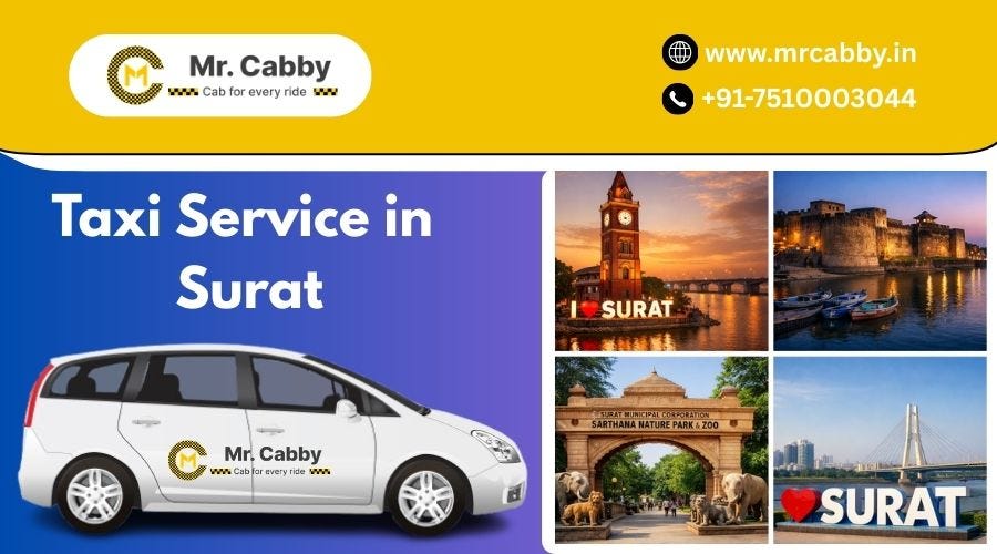 Taxi Service in Surat — Local, Airport & Outstation Cab Details