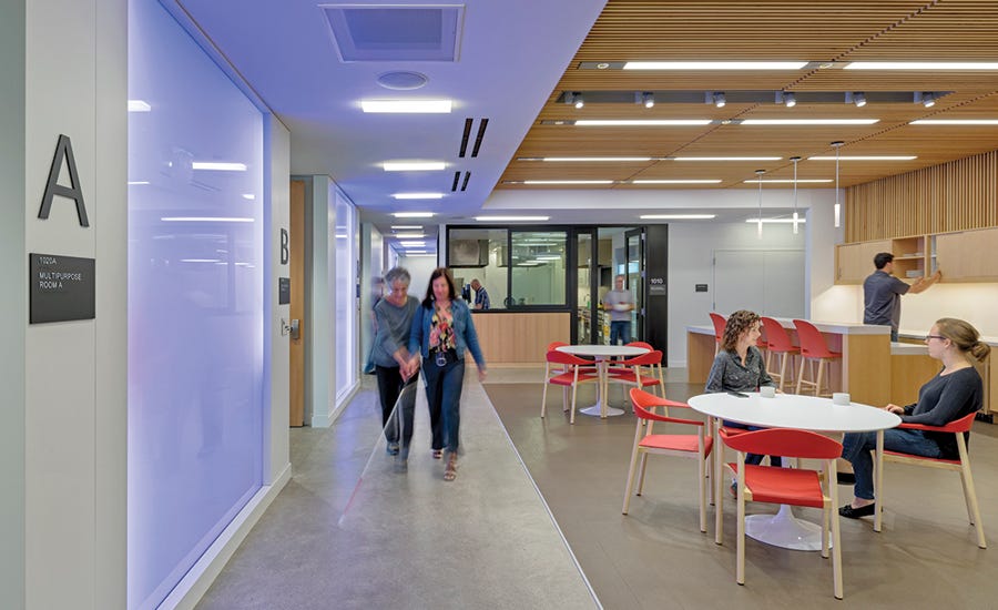 How do blind or visually impaired people navigate through buildings