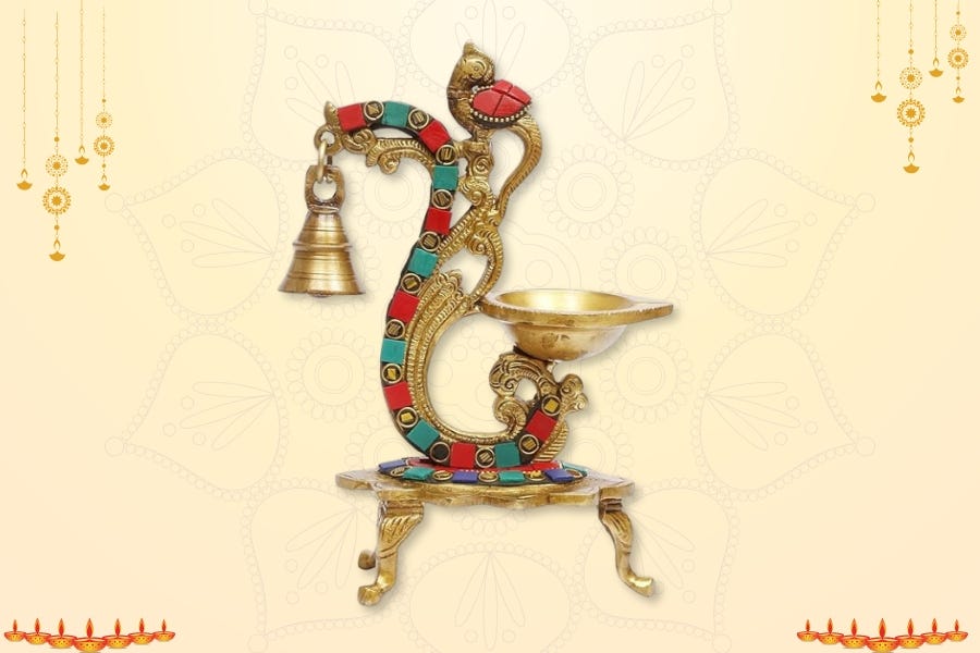 Brass Peacock Hanging Diya Lamp For Diwali