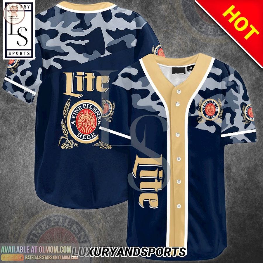 Miller Lite Camouflage Baseball Jersey, by son nguyen
