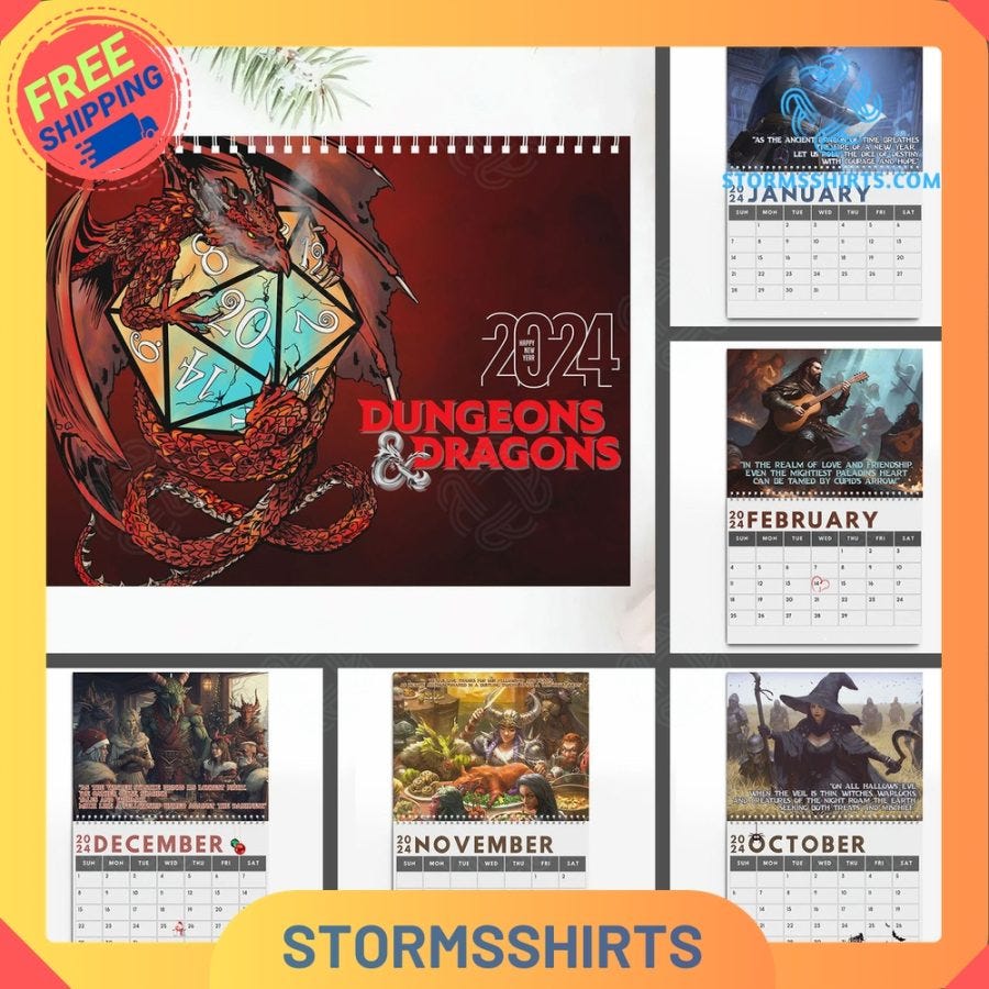 Dungeons & Dragons 2024 Wall Hanging Calendar by Teresamtiusw Jan