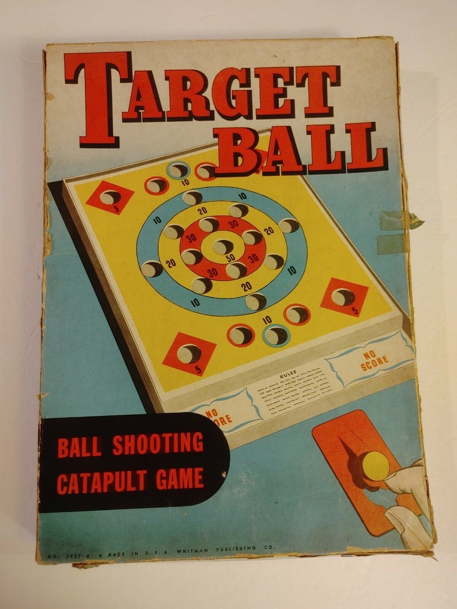 A vintage Target Ball game board