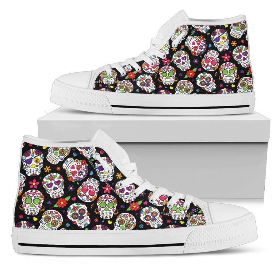 Yellow Sugar Skull Women's High Top Shoes