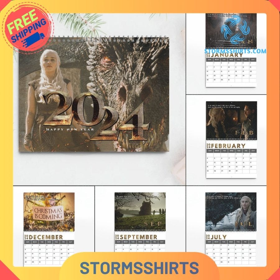 Game Of Thrones 2024 Wall Hanging Calendar by Womblesojudm Jan