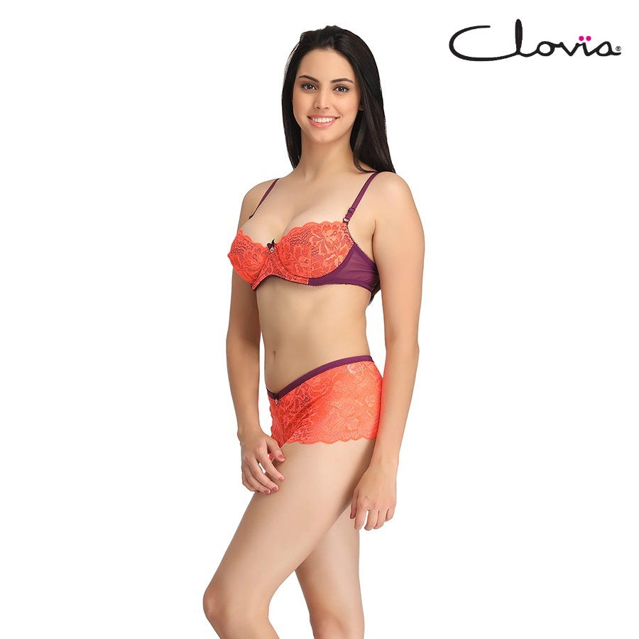 Lace Tube Bra & Panty Set In Hot Pink, Bras :: All Bras Online Lingerie  Shopping: Clovia