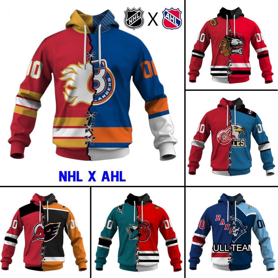 NEW Mix 2 team NHL x AHL hoodie, shirt