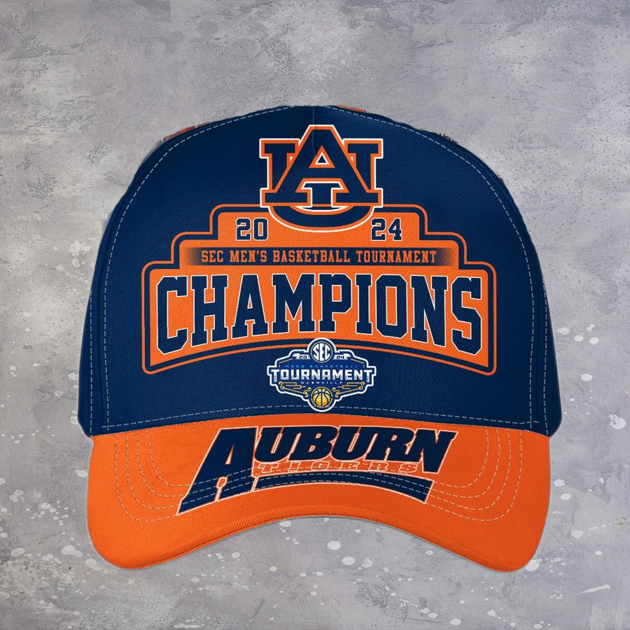 Auburn Tigers 2024 SEC Men Basketball Tournament Champions Cap by