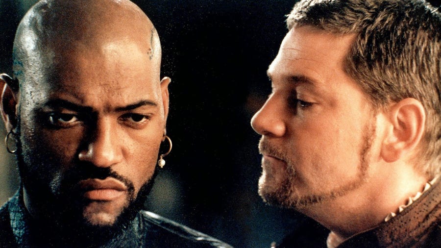 Othello (1995) Laurence Fishburne in the title role of Othello, with Kenneth Branagh (right) as Iago, 1995.