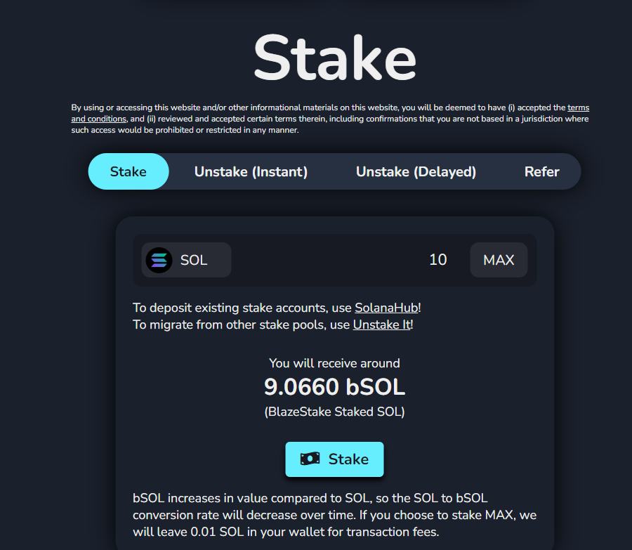 Solblaze staking