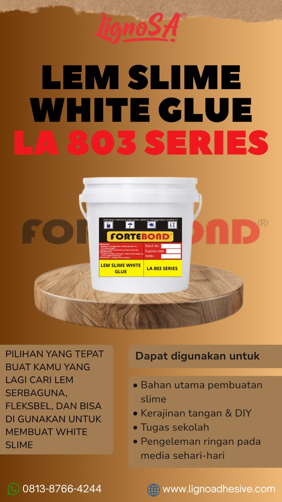 0813.8766.4244 Jual Lem Slime White Tangerang PT LIGNO SPECIALTY ADHESIVE