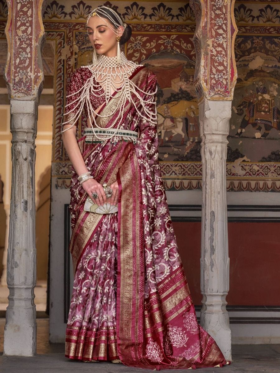 Women Party Wear Weaving Work Zarna Silk Saree With Un Stitched Blouse