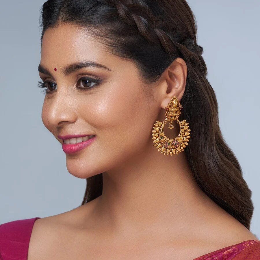 Traditional Chandbali With Jhumka Drops Suits with Saree | Medium