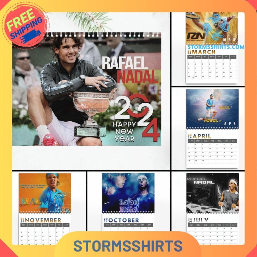 Rafael Nadal 2024 Wall Hanging Calendar by Teresamtiusw Jan, 2024