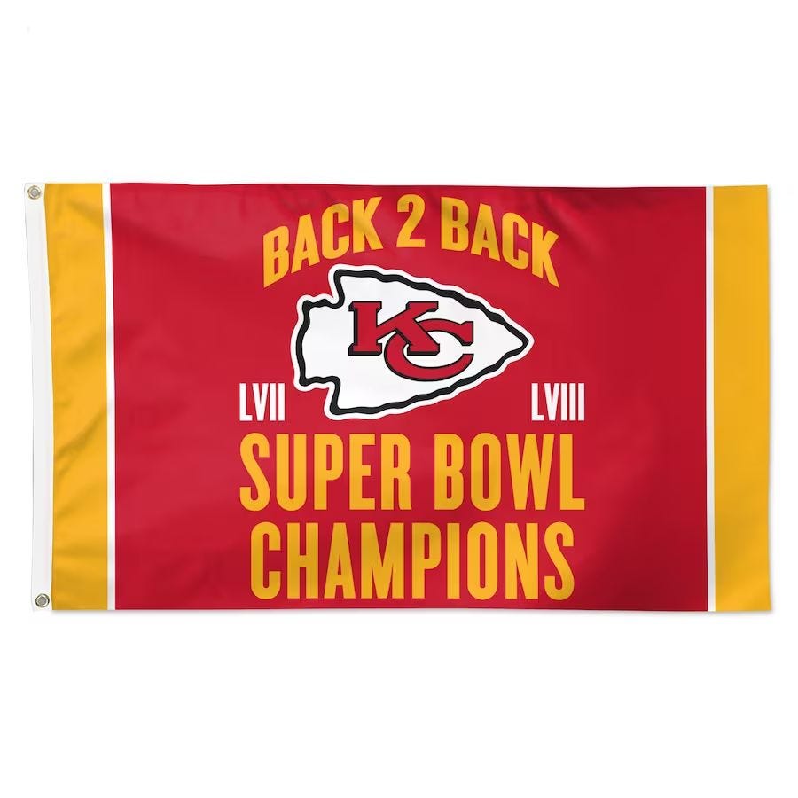 Kansas City Chiefs Super Bowl LVIII Champions Back 2 Back Flag | by ...