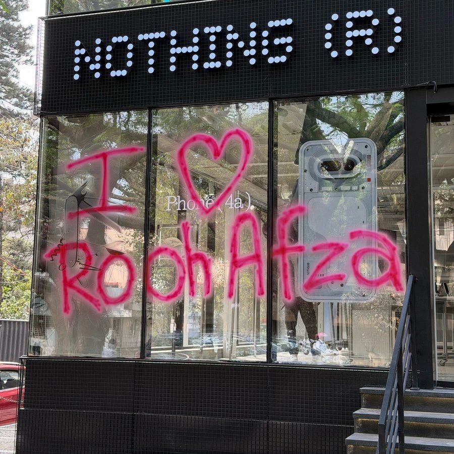 Nothing Spray-Painted “I ❤️ Rooh Afza” on Its Store.