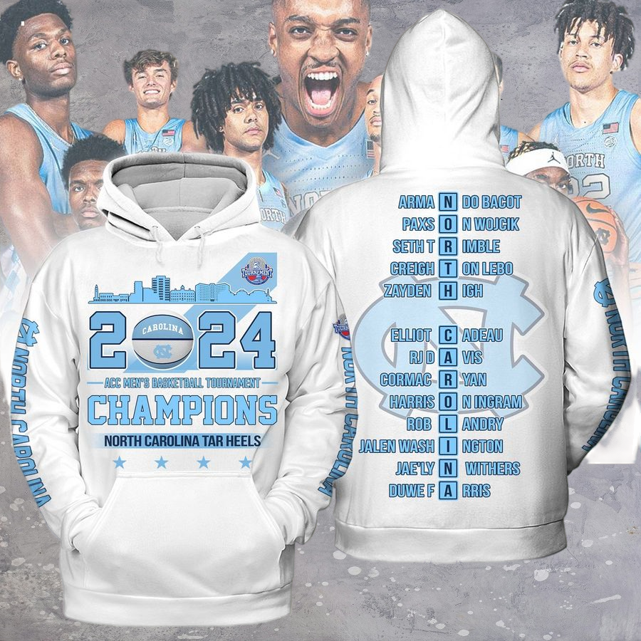 North Carolina Tar Heels 2024 ACC Men Basketball Tournament Champions
