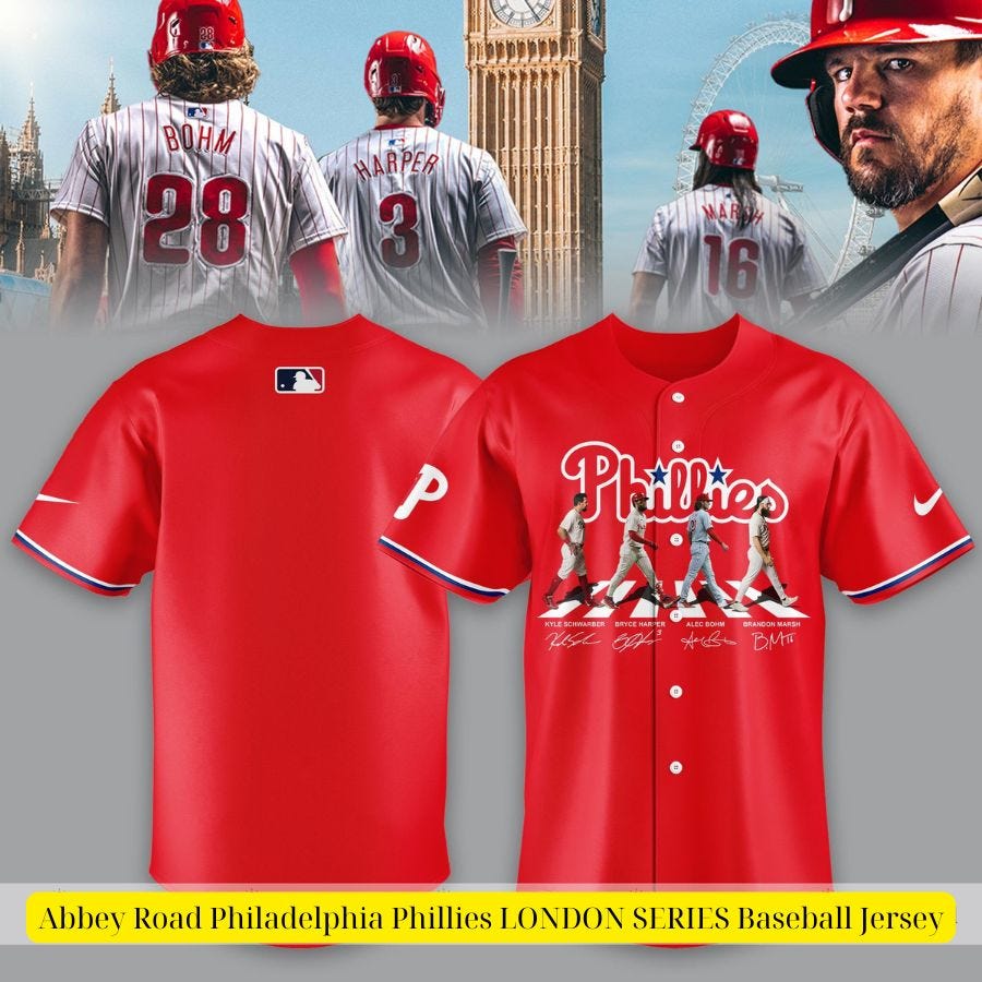 Abbey Road Philadelphia Phillies LONDON SERIES Baseball Jersey ...