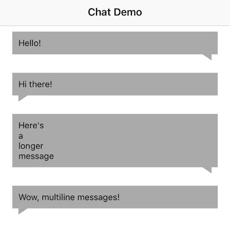 iOS simulator showing alternating message bubbles