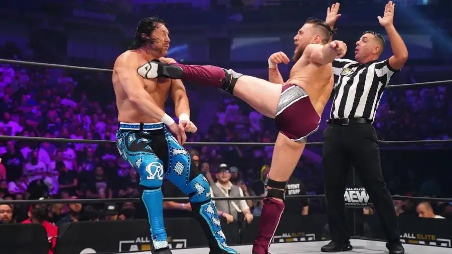 Danielson kicking Omega in the chest