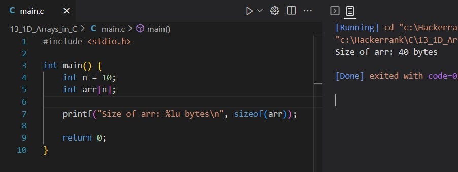 [C] HackerRank : 1D Arrays in C. Medium : C (Basic) | by Aiya Aiyara ...