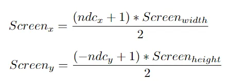 Conversion from NDC to screen space