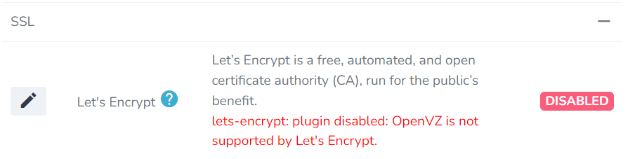 Interworx Control Panel Letsencrypt plugin problem on