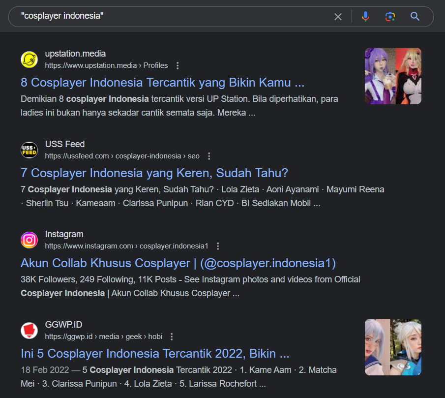 Google Dork Untuk Memudahkan Pencarian Kostum Cosplay