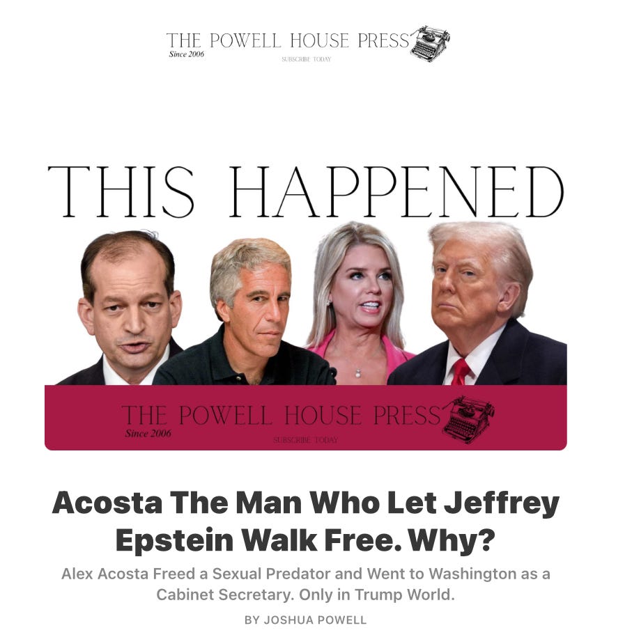 Acosta The Man Who Let Jeffrey Epstein Walk Free. Why?