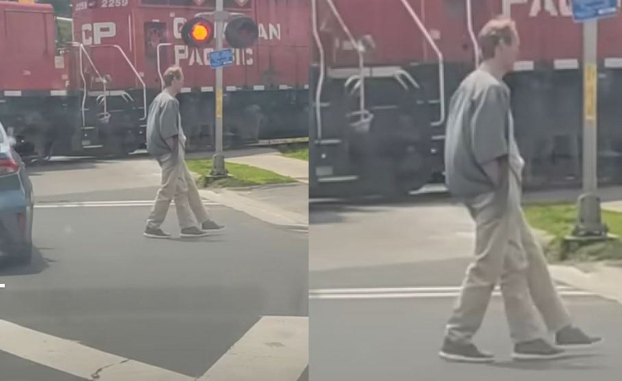 A Man with an Extra Limb walks Away