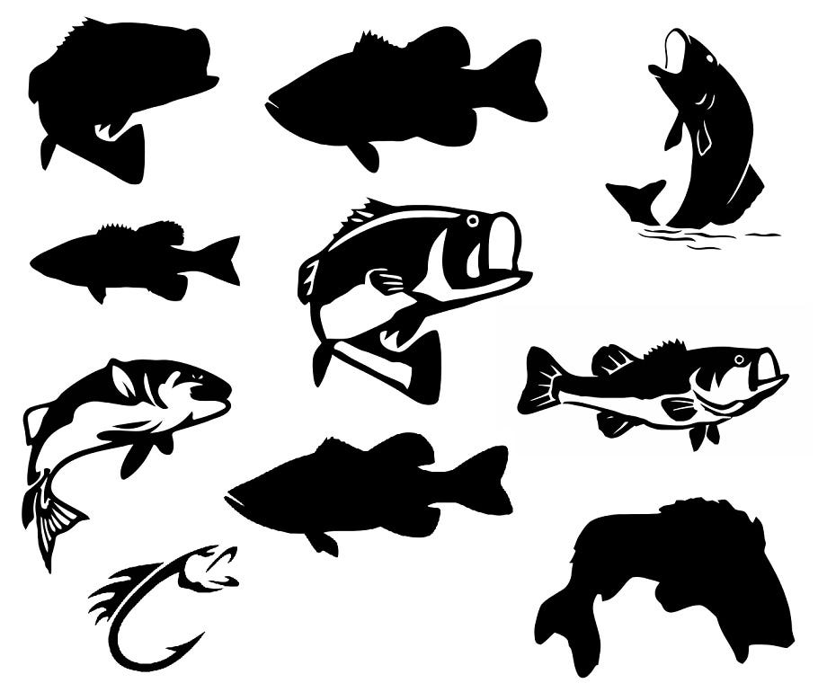 Fish bass painted svg clip art bundle image graphic - Abananas - Medium